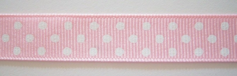 Lt Pink/White Dot 5/8" Grosgrain Ribbon