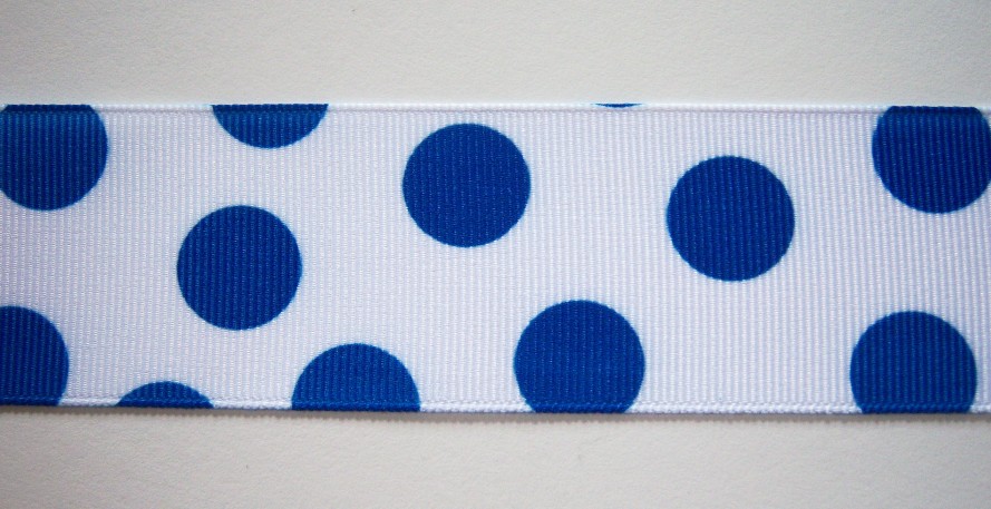 White/Royal Dot 1 1/2" Grosgrain Ribbon