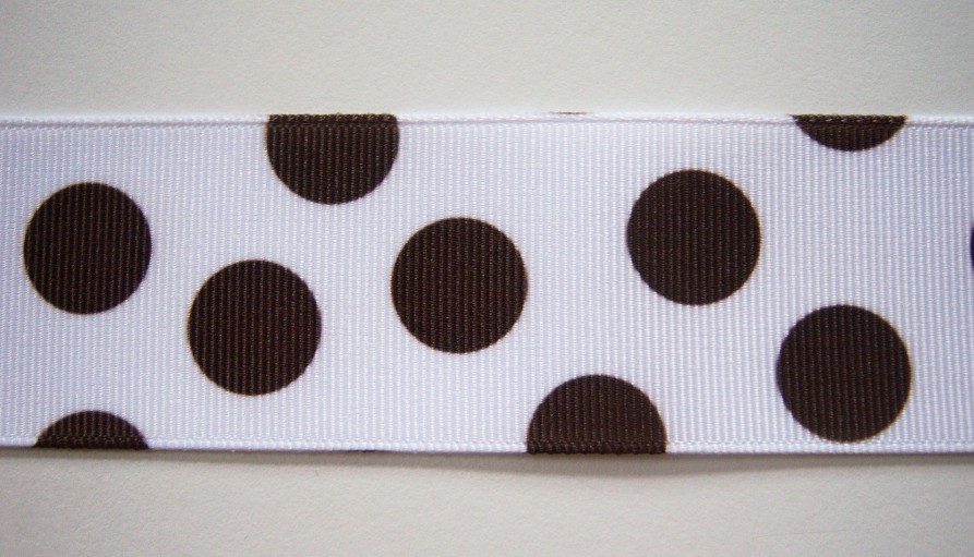 White/Brown Dot 1 1/2" Grosgrain Ribbon