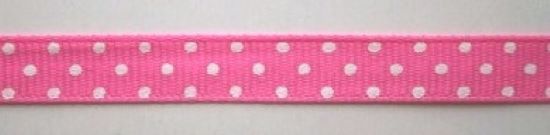 Hot Pink/White Dot 3/8" Grosgrain Ribbon