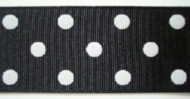 Black/White Dot 1 1/2" Grosgrain Ribbon