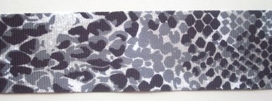 Grey/Black Snakeskin 1 1/2" Grosgrain Ribbon