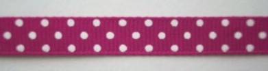 Magenta/White Dot 3/8" Grosgrain Ribbon