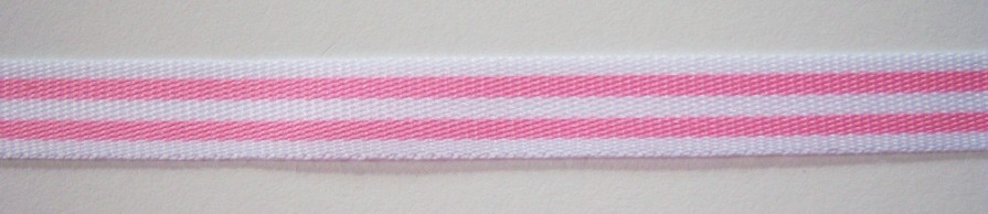 White/Pink 3/8" Grosgrain Ribbon