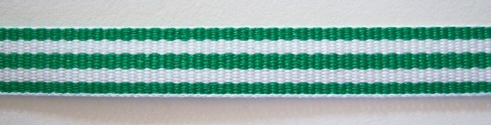 Emerald/White 3/8" Grosgrain Ribbon