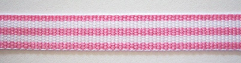 Pink/White 3/8" Grosgrain Ribbon