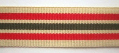 Tan/Red/Olive 7/8" Grosgrain Ribbon