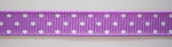 Orchid/White Dot 3/8" Grosgrain Ribbon