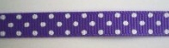 Violet/White Dot 3/8" Grosgrain Ribbon