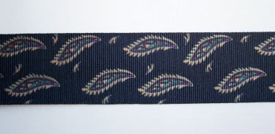 Black Paisley Thick 1 3/8" Grosgrain Ribbon