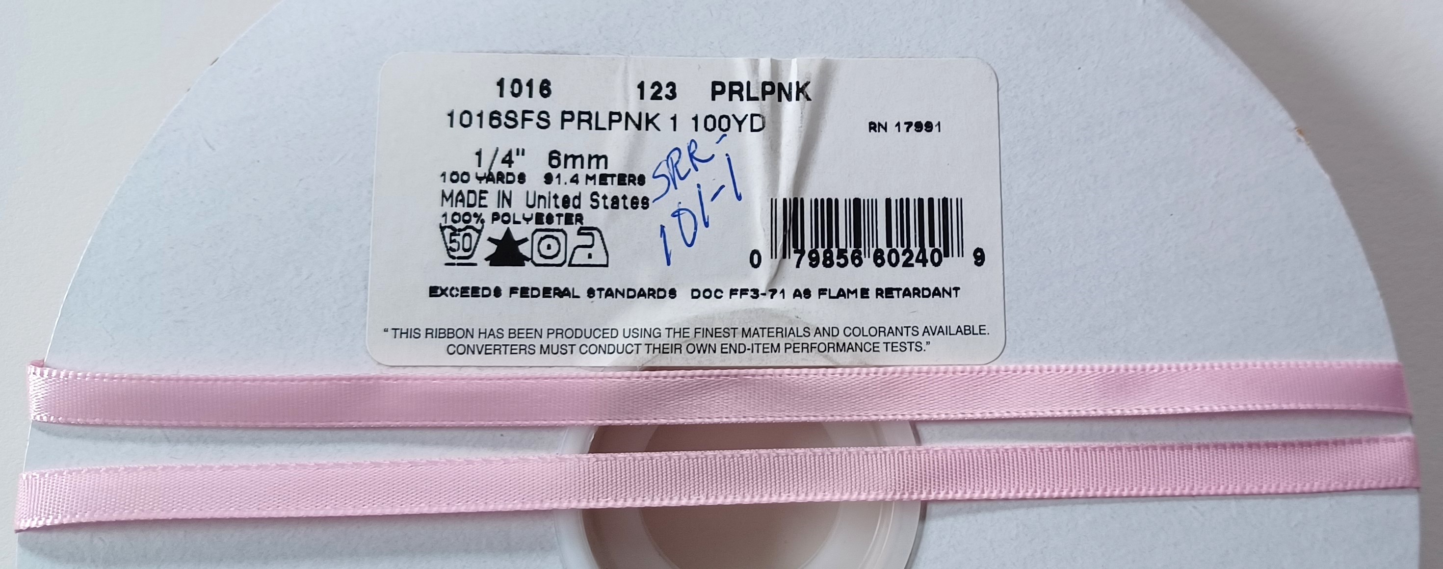 Pearl Pink 1/4" SF Satin Ribbon