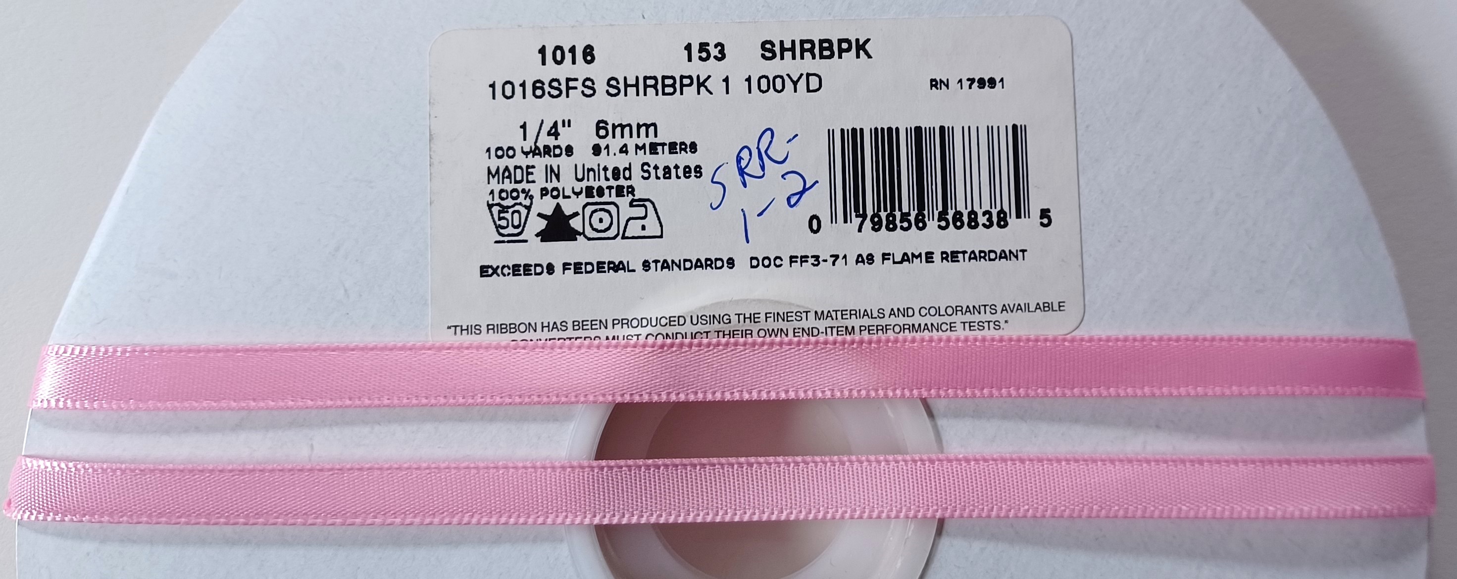 Sherbert Pink 1/4" SF Satin Ribbon