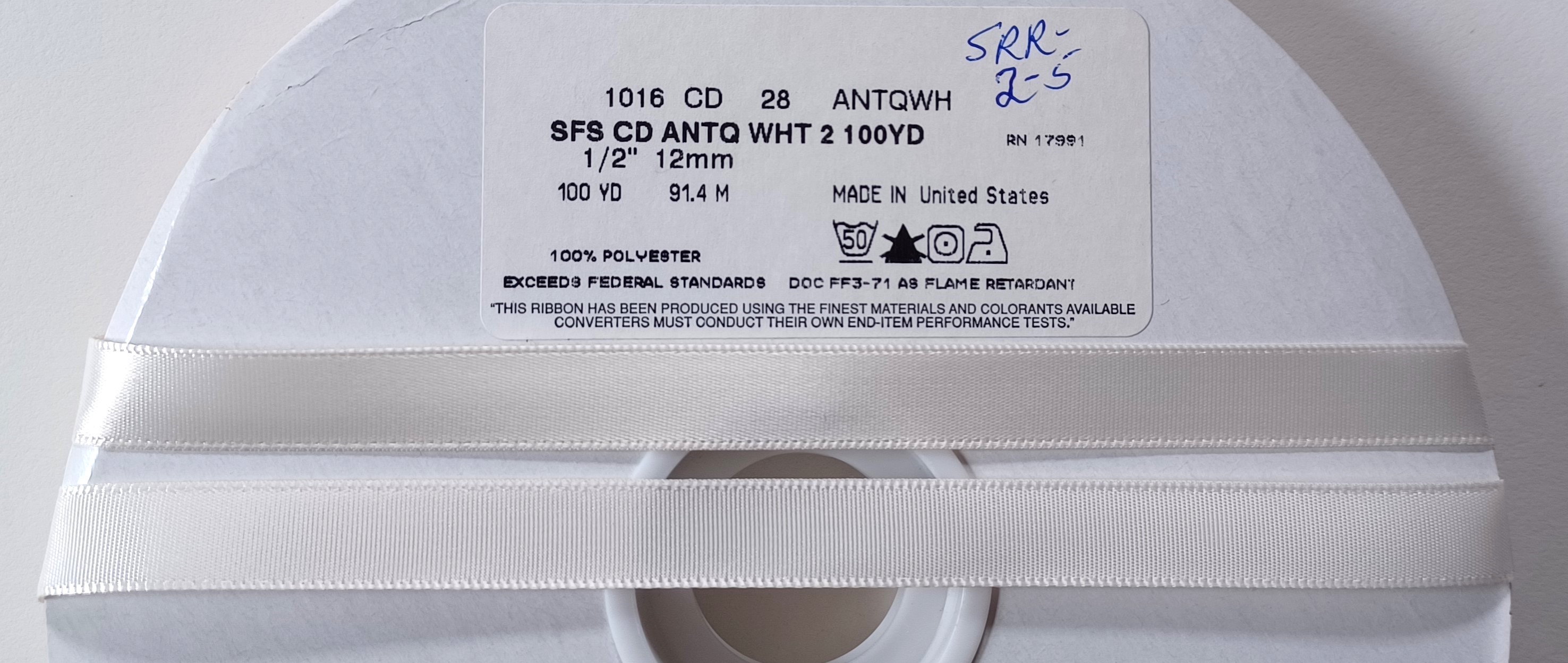 Antique White 1/2" Satin Ribbon