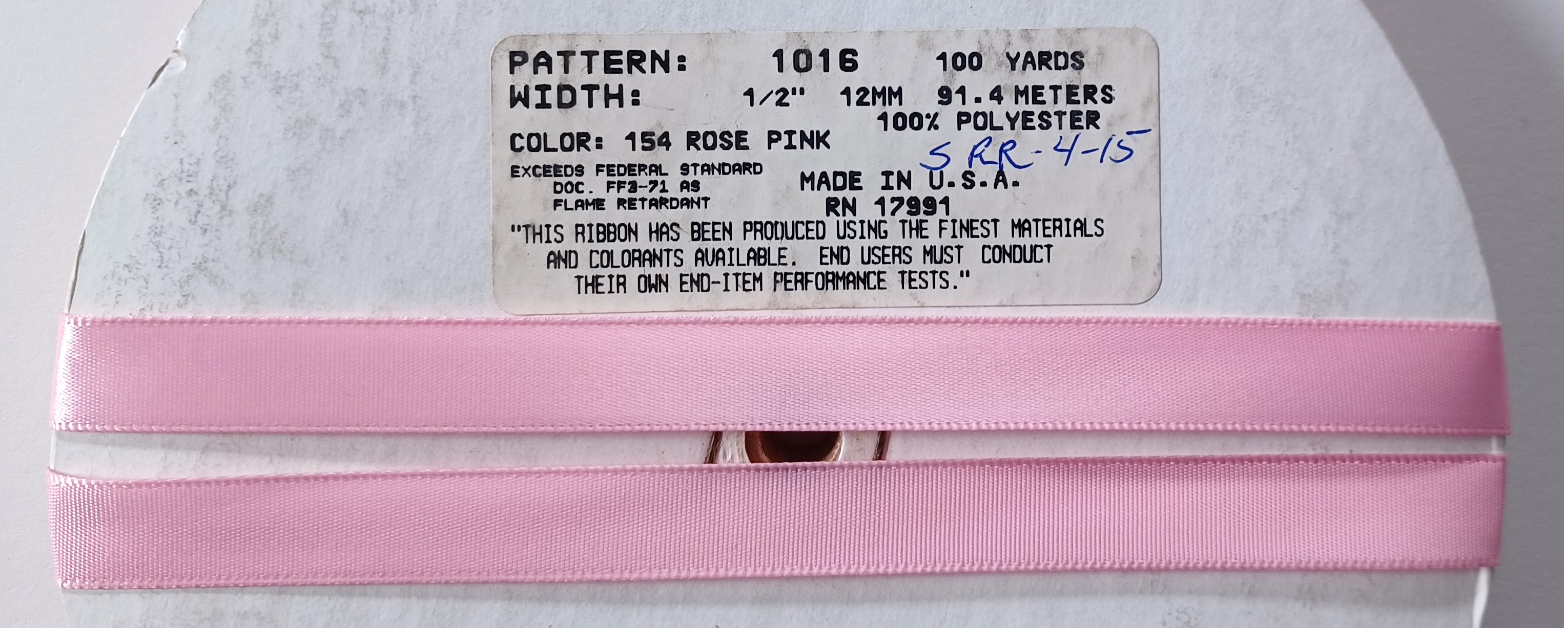Rose Pink 1/2" Satin Ribbon