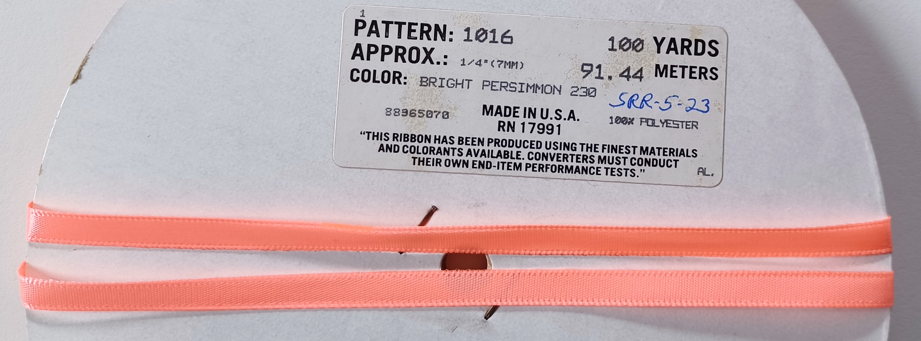 Bright Persimmon 1/4" SF Satin Ribbon