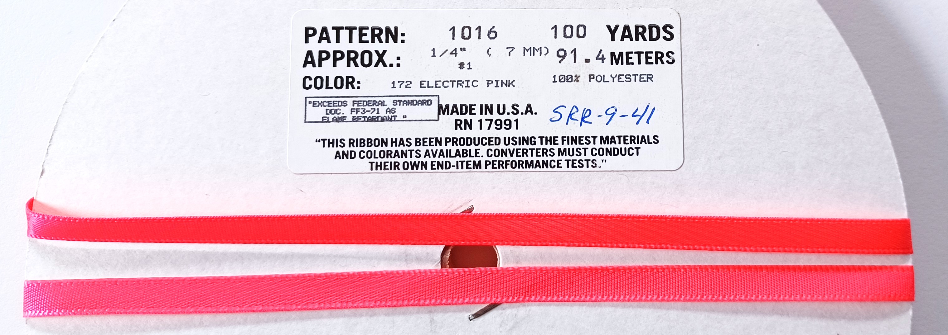 Electric Pink 1/4" SF Satin Ribbon