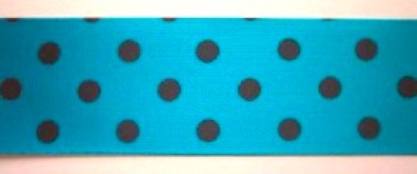 Turquoise/Black 1 1/2" Satin Ribbon