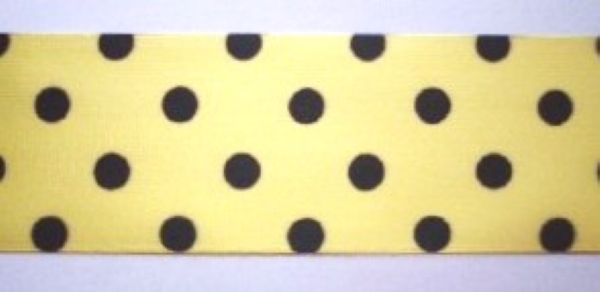 Yellow/Black Dot 1 1/2" Satin Ribbon