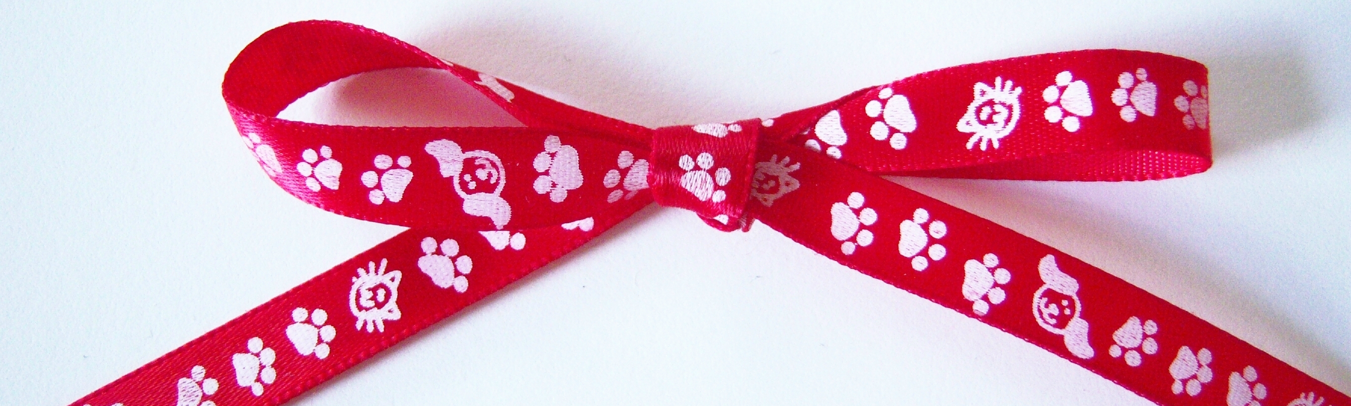 Red/White Paws 5/16" Satin Ribbon
