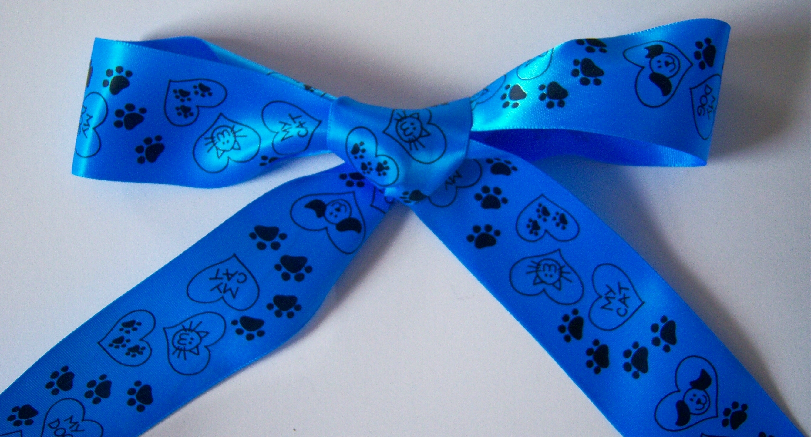 Neon Blue/Black Cat/Dog 1 1/2" Satin Ribbon