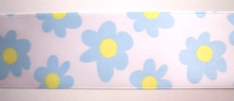 Blue Daisy 1 1/2" Satin Ribbon