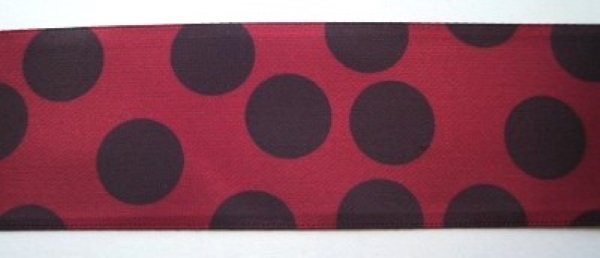 Burgundy/Navy Dot 1 1/2" Satin Ribbon