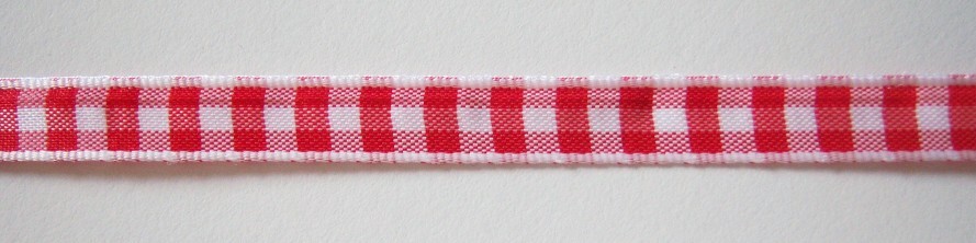 White/Red Check 3/8" Ribbon