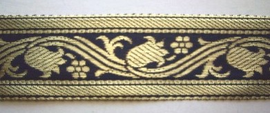 Navy/Gold Tulip 1 1/2" Jacquard
