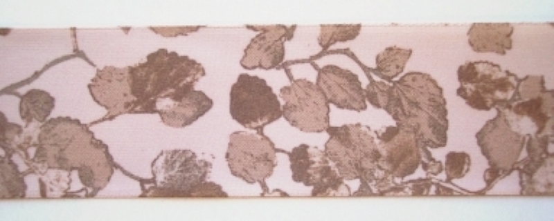 Tan/Cocoa Foliage 1 1/2" Satin Ribbon