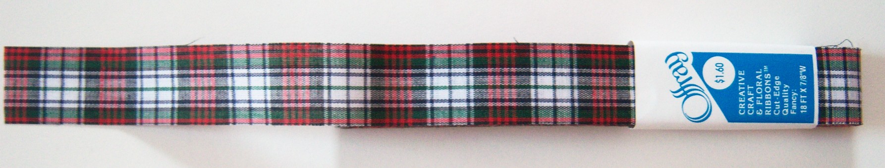 Offray Black Plaid 7/8" Ribbon