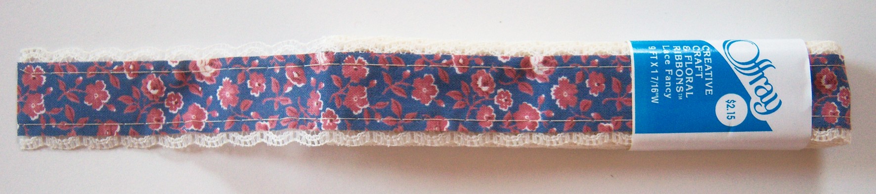 Offray White/Slate Fancy 1 7/16" Ribbon