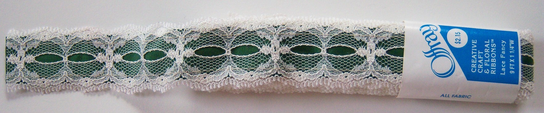 Offray White/Hunter 1 1/4" Lace