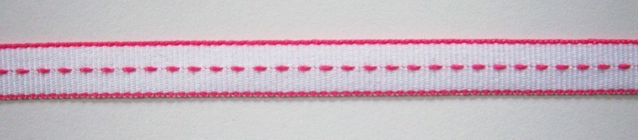 White/Shocking 3/8" Grosgrain Ribbon