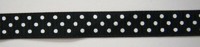Black/White Dot 5/8" Grosgrain Ribbon