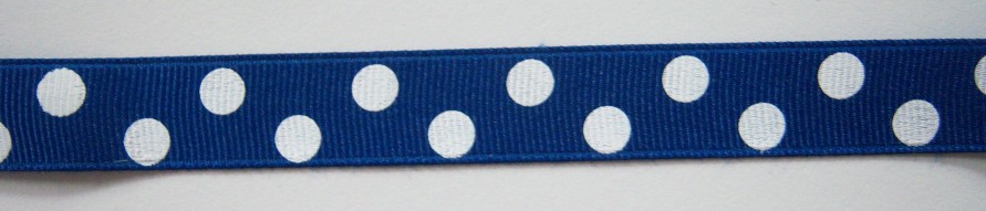 Royal/White Dot 5/8" Grosgrain Ribbon
