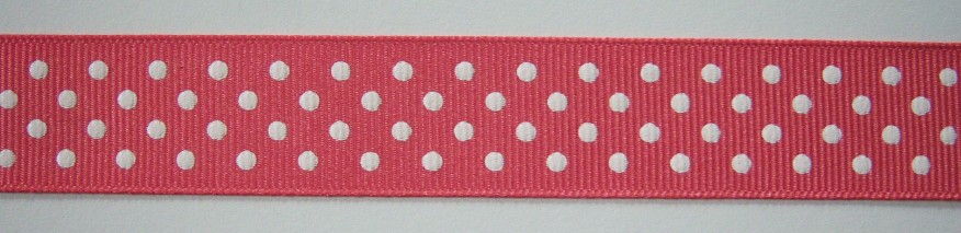 Antique Rose/White Dot 15/16" Grosgrain Ribbon