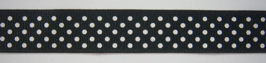 Black/White Dot 15/16" Grosgrain Ribbon