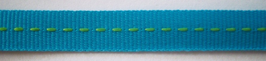 Turquoise/Lime 3/8" Grosgrain Ribbon