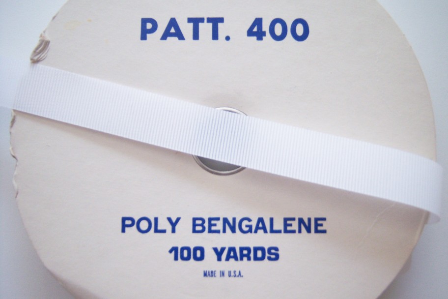 White 7/8" Firm Bengalene Polyester Ribbon