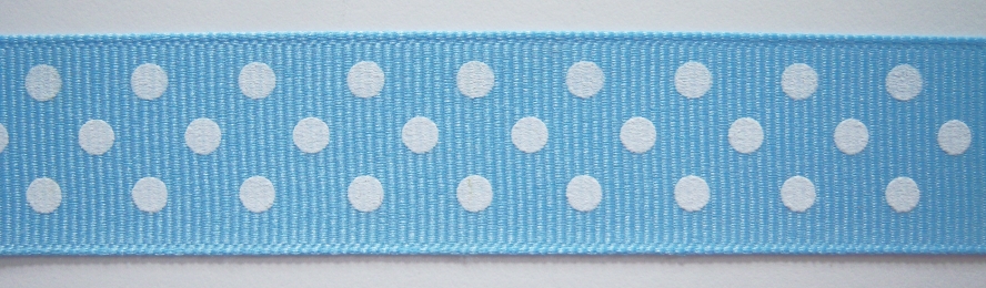Sky Blue/White Dot 7/8" Grosgrain Ribbon