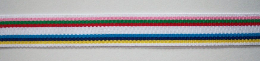White Multi 5/8" Grosgrain Ribbon