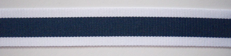 White/Navy 7/8" Grosgrain Ribbon