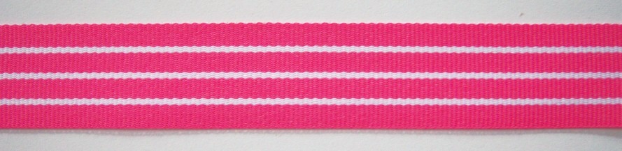 Shocking/White 15/16" Grosgrain Ribbon