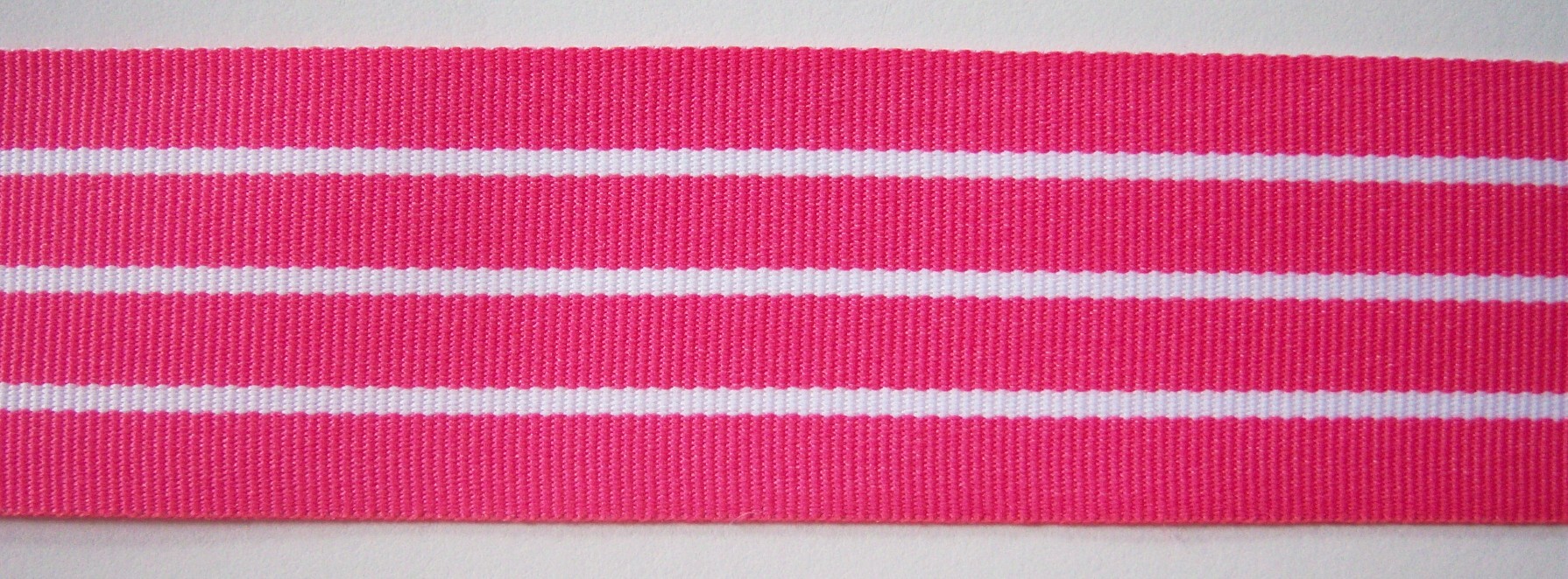 Shocking Pink/White 1 1/2" Grosgrain Ribbon