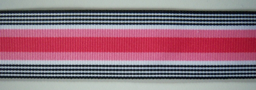 Shocking/Black/White 1 1/2" Grosgrain Ribbon