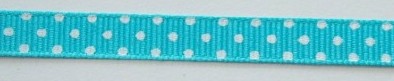 Turquoise/White Dot 3/8" Grosgrain Ribbon