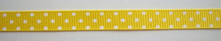 Maize/White Dot 3/8" Grosgrain Ribbon