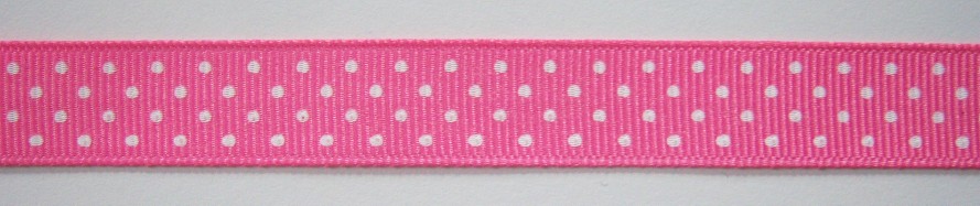 Hot Pink/White Dot 5/8" Grosgrain Ribbon