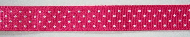 Shocking Pink/White Dot 5/8" Grosgrain Ribbon
