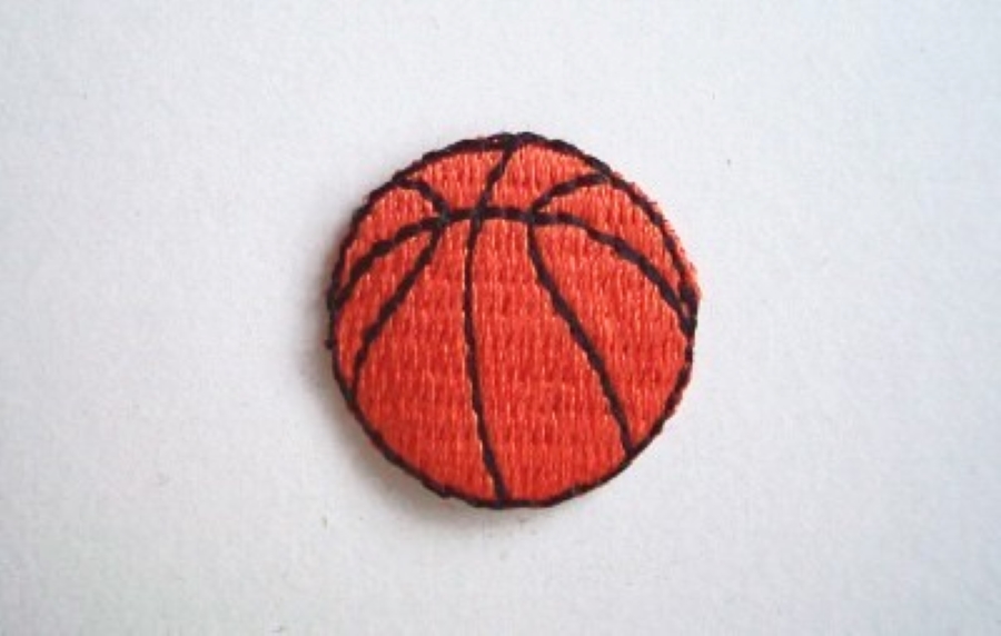 Orange/Black Basketball 7/8" Applique